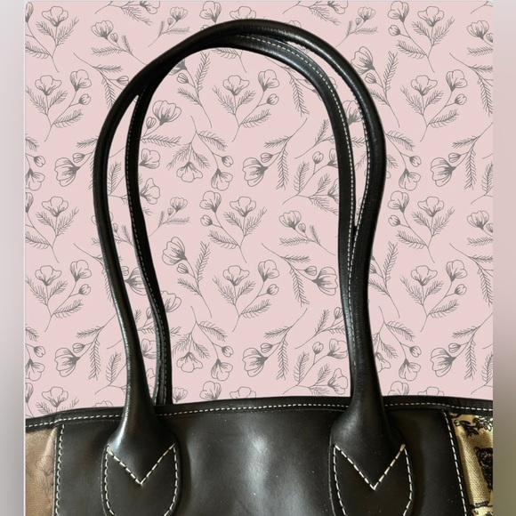 J. Jill French Toile Fabric with Leather Trim Tote - Picture 3 of 9